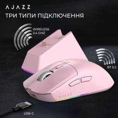Мышка Ajazz AJ139 V2 MC Wireless/Bluetooth/USB Pink Фото 7