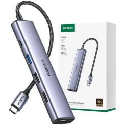 Концентратор Ugreen USB-C 3-in-1 HDMI 4K + USB 3.0 + PD 100W Фото 1