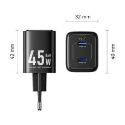 Зарядное устройство Vention 2xUSB-C PD45W GaN black Фото 1