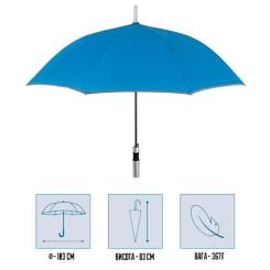 Зонт Perletti Reflecting тростина, з системою антивітер, синя Фото 1