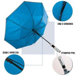 Зонт Perletti Reflecting тростина, з системою антивітер, синя Фото 4
