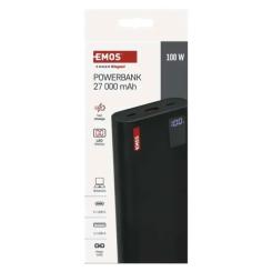Батарея универсальная EMOS 27000mAh NTBF30, 100W, Pass-through, black Фото 9