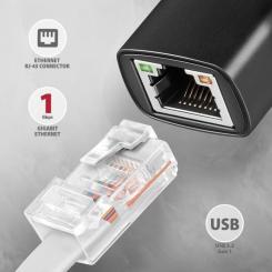 Переходник AXAGON USB-C to RJ45 Ethernet 1000Mbps black Фото 1