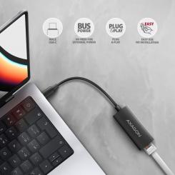 Переходник AXAGON USB-C to RJ45 Ethernet 1000Mbps black Фото 2