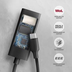 Переходник AXAGON USB-C to RJ45 Ethernet 1000Mbps black Фото 3