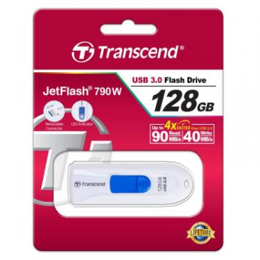 USB флеш накопитель Transcend 128GB JetFlash 790 White USB 3.0 Фото 4