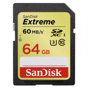 Карта памяти SanDisk 64Gb SDXC Class10 UHS-I U3 Extreme Фото