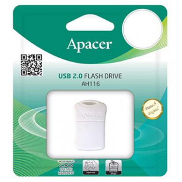 USB флеш накопитель Apacer 16GB AH116 White USB 2.0 Фото 2