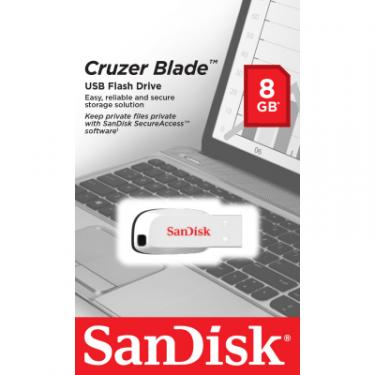 USB флеш накопитель SanDisk 8GB Cruzer Blade White USB 2.0 Фото 2