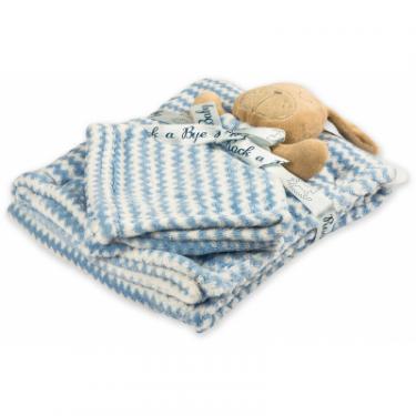 Детское одеяло Luvena Fortuna флисовое с игрушкой-салфеткой, голубое Фото 1
