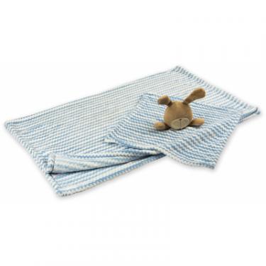 Детское одеяло Luvena Fortuna флисовое с игрушкой-салфеткой, голубое Фото 3