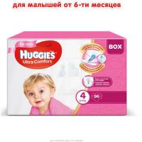 Подгузники Huggies Ultra Comfort 4 Box для девочек (8-14 кг) 96 шт Фото 1
