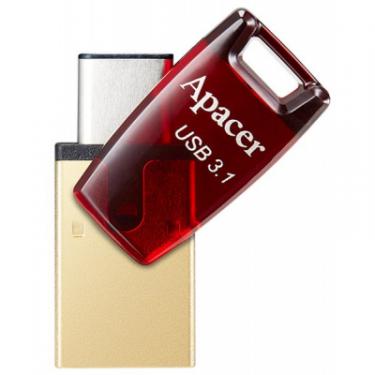 USB флеш накопитель Apacer 64GB AH180 Red Type-C Dual USB 3.1 Фото 3