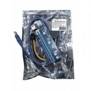 Райзер Dynamode PCI-E x1 to 16x 60cm USB 3.0 Cable SATA to 6Pin Po Фото 5