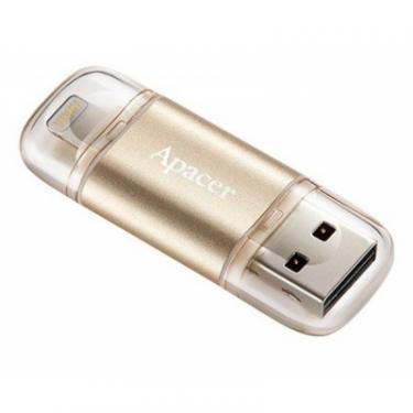 USB флеш накопитель Apacer 64GB AH190 Gold USB 3.1/Lightning Фото 1