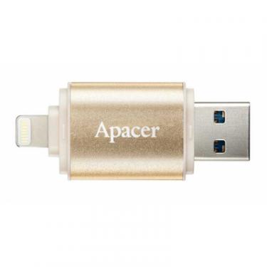 USB флеш накопитель Apacer 64GB AH190 Gold USB 3.1/Lightning Фото 2
