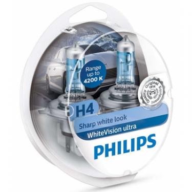 Автолампа Philips H4 WhiteVision Ultra +60% 2шт Фото 3