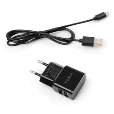 Зарядное устройство Vinga 2 Port USB Wall Charger 2.1A + microUSB cable Фото