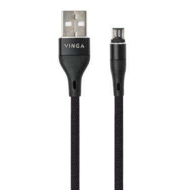 Дата кабель Vinga USB 2.0 AM to Micro 5P 1.0m cylindric nylon black Фото 1