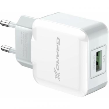 Зарядное устройство Grand-X USB 5V 2,1A White + cable USB -> micro USB, Cu Фото 1