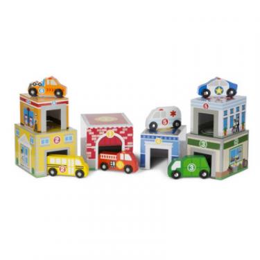 Развивающая игрушка Melissa&Doug Набор блоков-кубов Здания и транспорт Фото 1