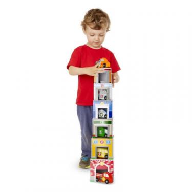 Развивающая игрушка Melissa&Doug Набор блоков-кубов Здания и транспорт Фото 4
