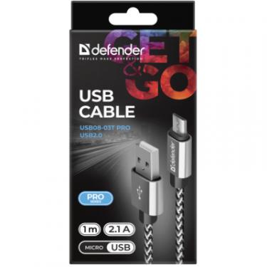 Дата кабель Defender USB 2.0 AM to Micro 5P 1.0m USB08-03T PRO Фото 2