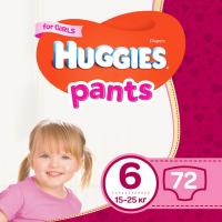 Подгузники Huggies Pants 6 для девочек (15-25 кг) 72 шт Фото