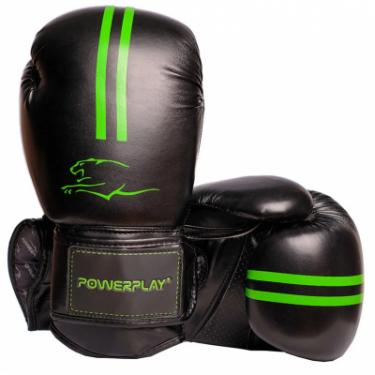 Боксерские перчатки PowerPlay 3016 12oz Black/Green Фото
