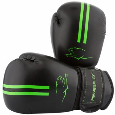 Боксерские перчатки PowerPlay 3016 12oz Black/Green Фото 4