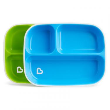 Тарелка детская Munchkin Splash Divided Plates 2 шт. Зелена та блакитна Фото