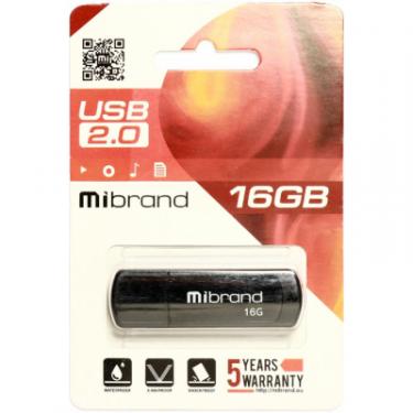 USB флеш накопитель Mibrand 16GB Grizzly Black USB 2.0 Фото 1