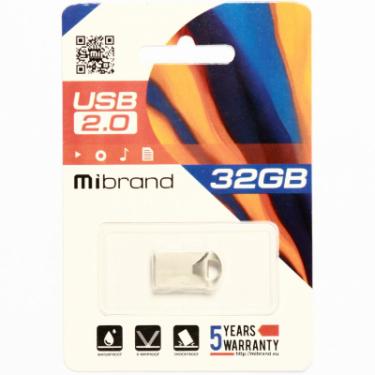 USB флеш накопитель Mibrand 32GB Hawk Silver USB 2.0 Фото 1