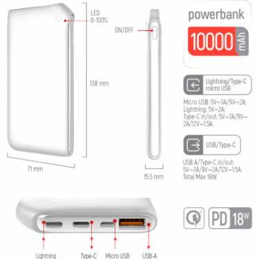 Батарея универсальная ColorWay 10 000 mAh Soft touch (USB QC3.0 + USB-C Power Del Фото 4