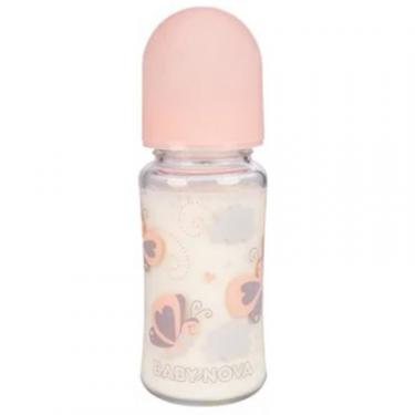 Бутылочка для кормления Baby-Nova Декор, з широкою шийкою, 230 мл, персиковий Фото