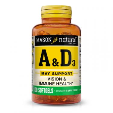 Витамин Mason Natural Витамины А и D3, Vitamins A D3, 100 гелевых капс Фото