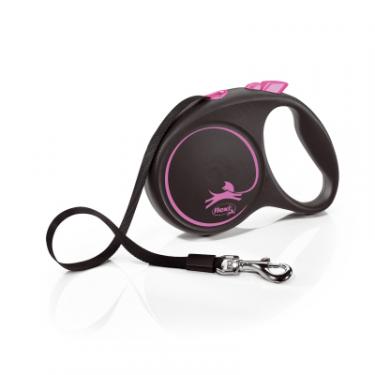 Поводок для собак Flexi Black Design L стрічка 5 м (рожевий) Фото
