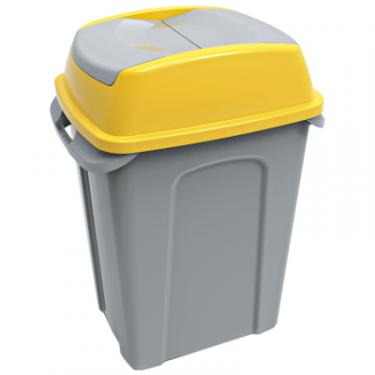 Контейнер для мусора Planet Household Hippo сірий з жовтим 70 л Фото
