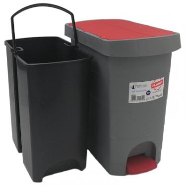 Контейнер для мусора Planet Household Pelican з педаллю сірий з червоним 9 л Фото 3