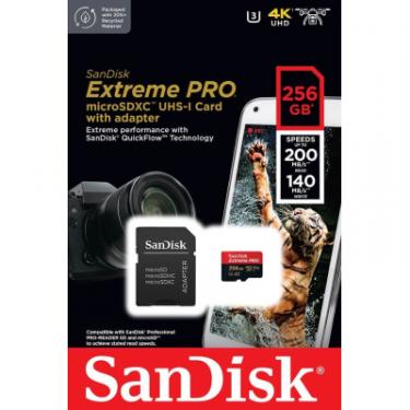Карта памяти SanDisk 256 GB microSDXC UHS-I U3 Extreme Pro+SD Adapter Фото 4