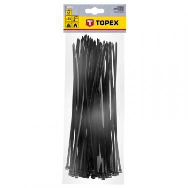 Стяжка Topex чорна, 4.8х300 мм, пластик, 75 шт. Фото