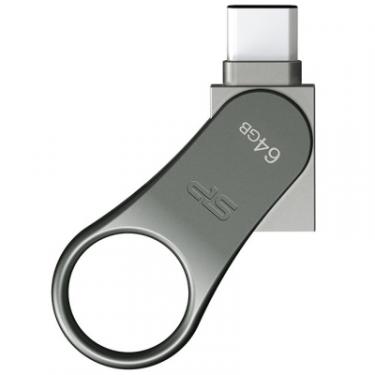 USB флеш накопитель Silicon Power 128 GB DriveMobile C80 USB 3.1 + Type-C Silver Фото 1