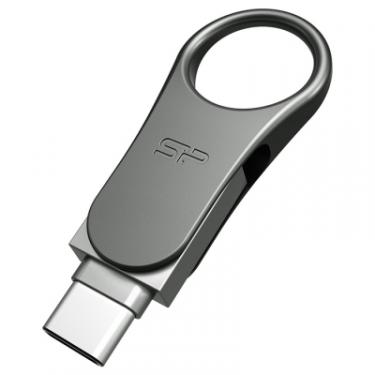 USB флеш накопитель Silicon Power 128 GB DriveMobile C80 USB 3.1 + Type-C Silver Фото 2