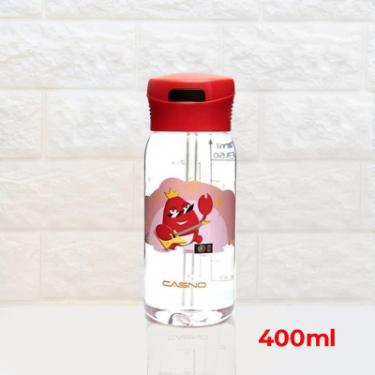Бутылка для воды Casno 400 мл KXN-1195 Червона краб з соломинкою Фото 1