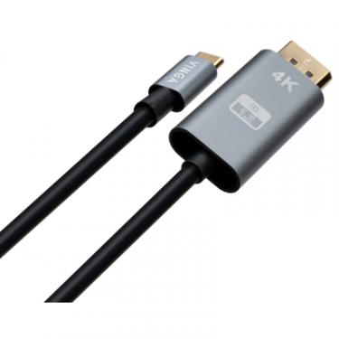 Кабель мультимедийный Vinga USB-C to DisplayPort 1.5m v1.2 4K60Hz Фото 1