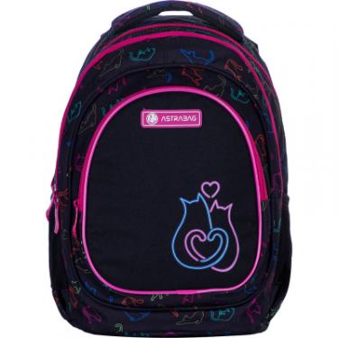 Рюкзак школьный Astrabag AB330 LOVE з флуорисцентним ефектом Чорний з рожев Фото