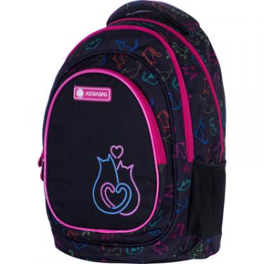 Рюкзак школьный Astrabag AB330 LOVE з флуорисцентним ефектом Чорний з рожев Фото 1