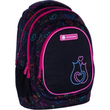 Рюкзак школьный Astrabag AB330 LOVE з флуорисцентним ефектом Чорний з рожев Фото 2