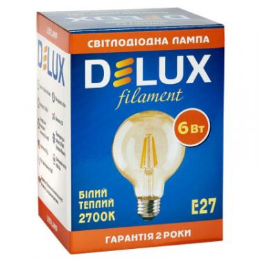 Лампочка Delux Globe G95 6Вт E27 2700К amber filament Фото 1