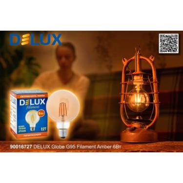 Лампочка Delux Globe G95 6Вт E27 2700К amber filament Фото 3